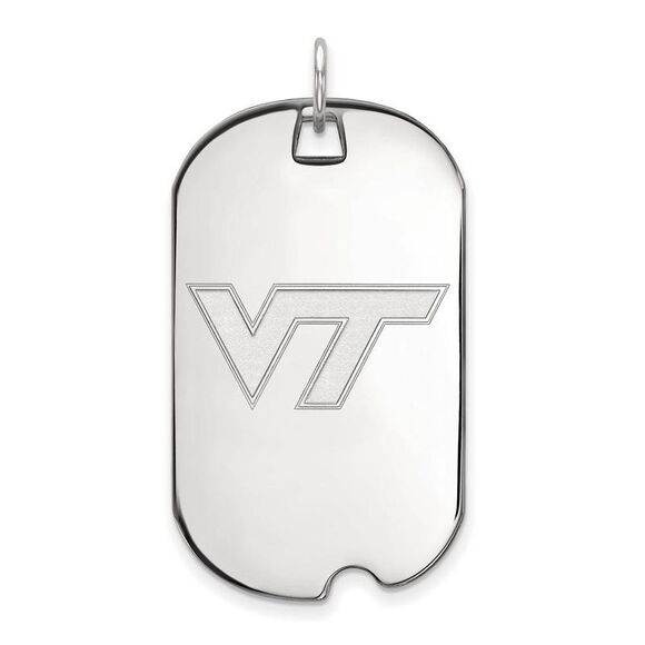 10k White Gold Virginia Tech Large Logo Dog Tag Pendant